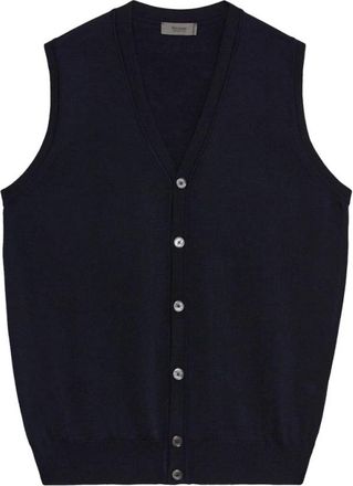 Ferrante Button-up Vest - Heren - Bodywarmers - Blauw - M - Wol - Jassen