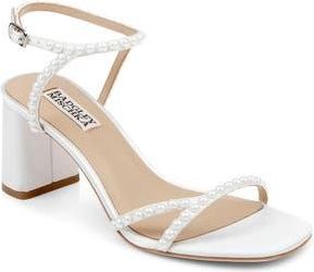 Badgley Mischka Giabella Ankle Strap Sandal in White Satin at Nordstrom Rack, Size 9.5