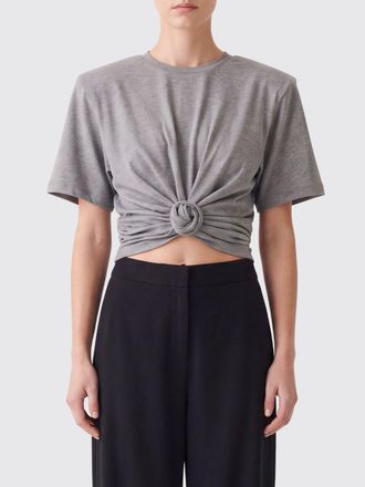 Magda Butrym T-shirt cropped in cotone con spalle imbottite e drappeggio asimmetrico