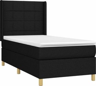vidaXL Cama Box Spring Colch&oacute;n Y Luces Led Tela Negro 90x200 Cm Vidaxl