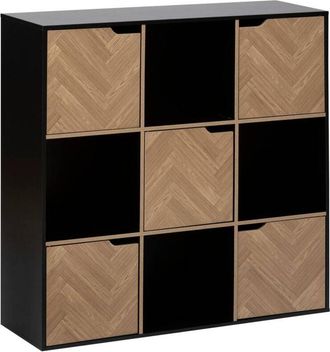 5five Simply Smart Estanter&iacute;a Mix N Door 9 Compartimentos Efecto Madera Y Negro 100,5x32cm - 5five