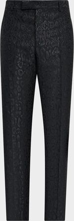 Versace Mens Leopard Jacquard Formal Pants