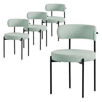 ML Design Ml-design Juego De 4 Sillas De Comedor Asientos Tapizados En Tejido Teddy Verde Y Patas De Metal Negro Muebles Ergon&oacute;micos Elegantes Sill&oacute;n De Dise&ntilde;o 
