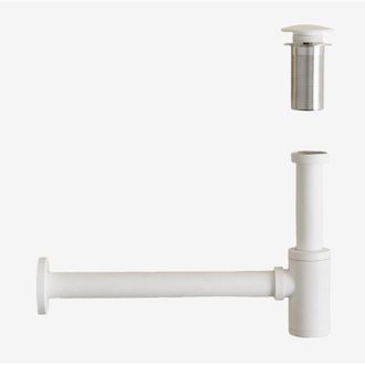 Sklum Sklum - Set sifone lavello Bibur in acciaio inox e valvola di scarico per lavello tipo Click-Clack Orveta