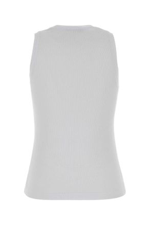 Balmain Womens White Cotton Tank Top Gab Blanc-Noir Exterior: Maglie Blanc/noir Sweater