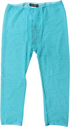 Dolce & Gabbana Womens Blue Logo Lace Lingerie Cropped Tight Underwear Light Nylon Elastane Clothing