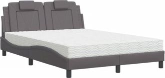 vidaXL Vidaxl - Cama Con Colch&oacute;n Cuero Sint&eacute;tico Gris 120x200 Cm