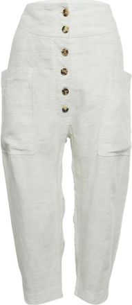 Celine Pantaloni in lino con bottoni - Toni neutri