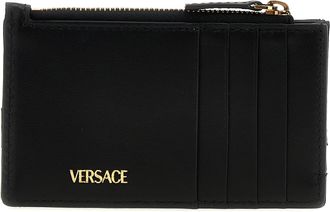 Versace Womens Black Lamb Leather Cardholder Accessory