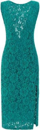 Pinko Green Lace Slit Midi Dress