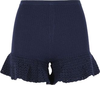 Self Portrait Marineblaue Shorts aus Viskosemischung von Self Portrait