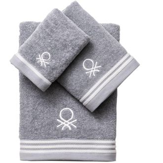 Benetton Set 3pc Toalla De Ba&ntilde;o (1pc 30x50cm + 1pc 50x90cm + 1pc 70x140cm) 450gsm 100% Algod&oacute;n Gris Tevere