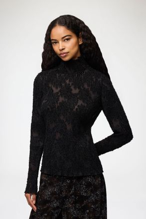 Ganni Turtleneck in Black Fil Coupe - Size 32