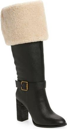 Jeffrey Campbell Nestle Knee High Boot in Black Crinkle Beige at Nordstrom Rack, Size 6.5