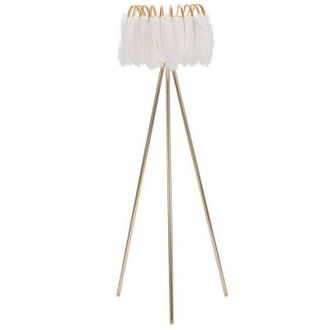 Dmora L&aacute;mpara de pie Millefleur, Luz de suelo, L&aacute;mpara de piso, L&aacute;mpara est&aacute;ndar, 46x46 h147 cm, Blanco y Oro - Dmora