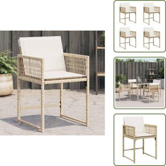 vidaXL Sedie da esterno - vidaXL Sedie da Giardino con Cuscini 4 pz Beige in Polyrattan - Sedie con schienale