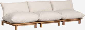 Sklum Sof&aacute; Modular Reclinable De Jard&iacute;n De 3 Piezas En Madera De Acacia Brina Sklum