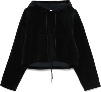 Golden Goose Cropped hoodie met versierde logo - Dames - Hoodies - Blauw - XS - Katoen - Hoodies & sweatvesten