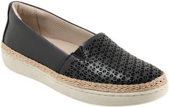 Trotters Accent Perf Espadrille Slip-On Sneaker in Black at Nordstrom, Size 6.5