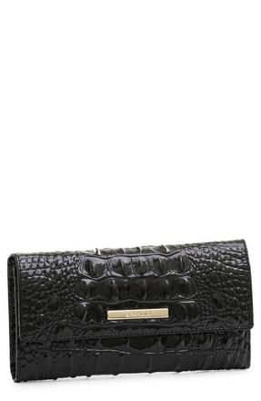 Brahmin Cordelia Croc Embossed Leather Wallet in Black at Nordstrom