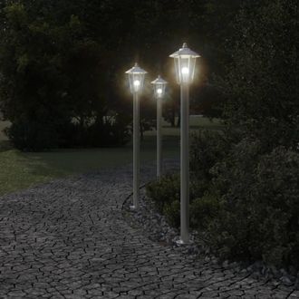Berkfield Home Outdoor Floor Lamps 3pcs Silver 120 cm Stainless Steel