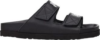 Palm Angels Black Leather Slipper with Logo