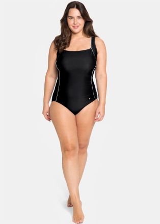 Sheego Badeanzug SHEEGO, Damen, Gr. 40, Cup G, schwarz, Elasthan, Polyamid, Badeanz&uuml;ge Badeanzug