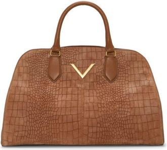 Vince Camuto Tasha Croc Embossed Leather Satchel in Brown at Nordstrom