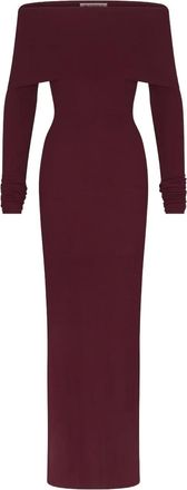 Éterne long-sleeve off-shoulder maxi dress - Red