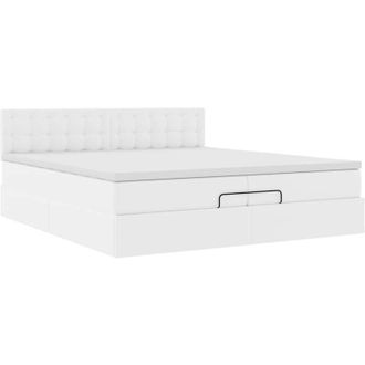 vidaXL Estructura Cama Otomana Colchones Cuero Sint&eacute;tico Blanco Vidaxl