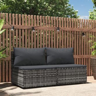vidaXL Divani Centrali da Giardino con Cuscini 2pz Polyrattan Grigio - Vidaxl