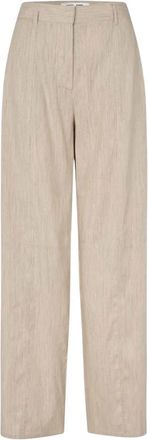 Sams&oslash;e & Sams&oslash;e Wide Broeken - Dames - Straight fit broeken - Beige - S - Katoen - Broeken