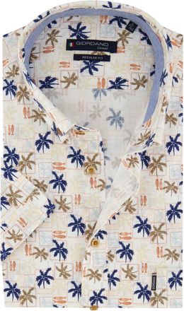 Giordano overhemd creme palm print wijde fit
