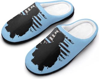 Generic Us Flag Army Military Womens Slippers Warm House Slippers Indoor House Shoes with Anti-Skid Rubber Sole