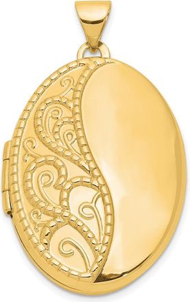 Diamond2Deal 14k Yellow Gold 26mm Oval 1 2 H Engraved Locket Pendant