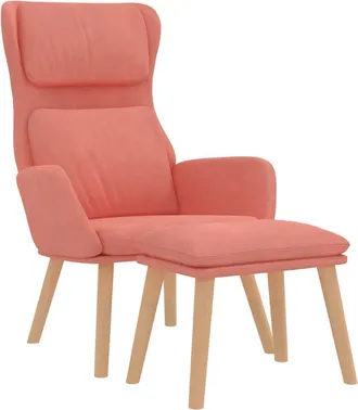 vidaXL Sill&oacute;n De Relax Con Taburete Terciopelo Rosa Vidaxl