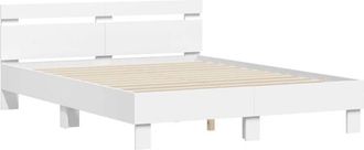 vidaXL Bed Frame with LED White 152 x 203 cm Engineered Wood vidaXL