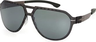 Ic! Berlin FLX S04 Zonnebril - Heren - Zonnebrillen - Grijs - 61 MM - Accessoires
