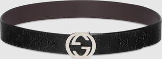 Gucci Reversible Belt With Interlocking G Buckle, Size Gucci 100, Brown, Logo Leather