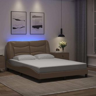 vidaXL Vidaxl - Estructura De Cama Con Led Cuero Sint&eacute;tico Capuchino 140x190 Cm