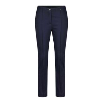 Marc Cain Broeken, Dames, Blauw, XL, Chique zakelijke broek met decoratieve naden