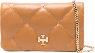 Tory Burch Kira diamond-quilted wallet-on-chain - women - Calf Leather - One Size - Brown