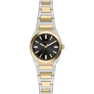 Fossil Small Everett Bracelet Watch, 27mm in Two Tone/black at Nordstrom