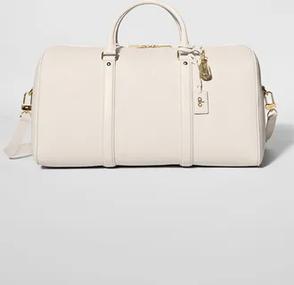 Alo Voyage Duffle Bag in Bone Leather Beige