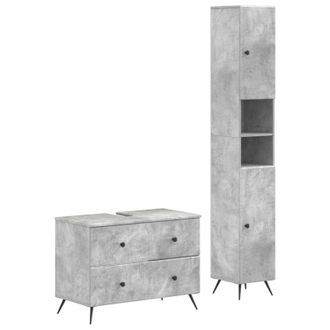 vidaXL Juego De Gabinete De Ba&ntilde;o De 2 Piezas Breda Gris Hormig&oacute;n Vidaxl