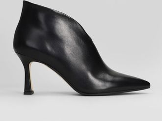 Julie Dee High Heels Ankle Boots In Black Leather