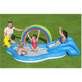 Trade Shop Trade Shop - Piscina Per Bambini Arcobaleno 2 Anni+ Gonfiabile 257x145x91cm Con Scivolo 53092