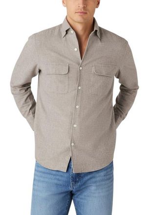 Robert Talbott Morgan Workshirt Luxe Flannel Micro Check Shirt in Flax at Nordstrom, Size Xxx-Large