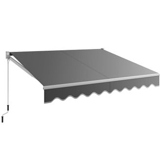 Costway Costway 2.5 x 2M Manual Awning Canopy Garden Patio Shade Shelter Aluminium Retractable in Grey