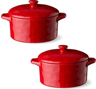 Certified International Berry Red Set Of 2 Round Mini Bakers
